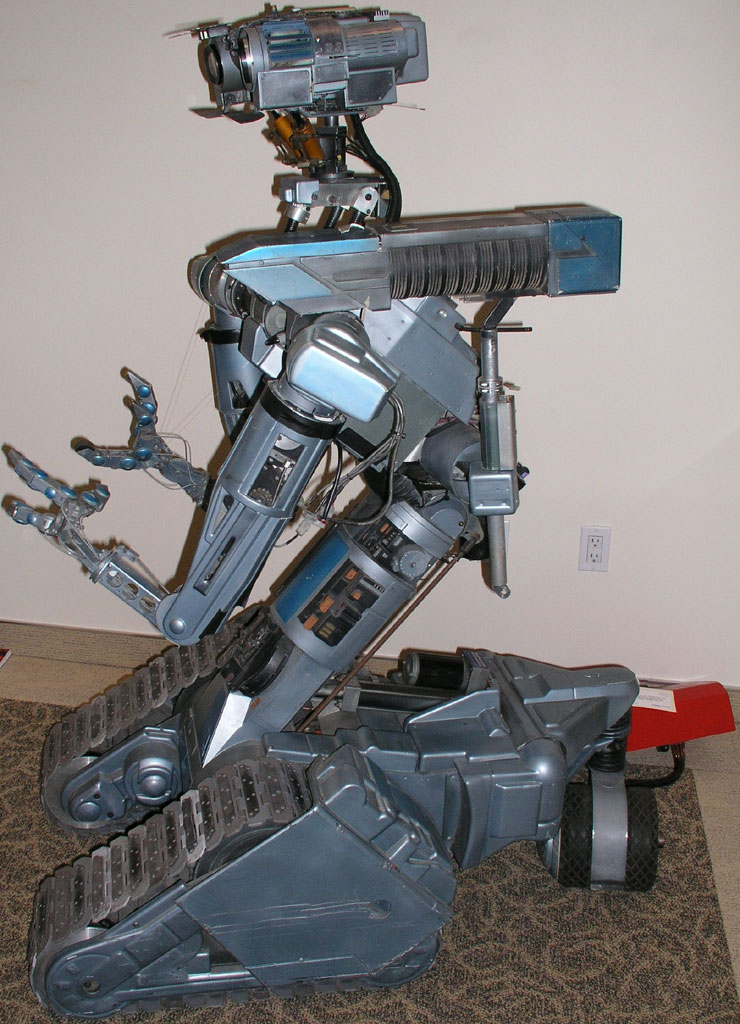 Johnny Five prop used in the 1980s film, Short Circuit, a sentient robot with a desire for "more input"