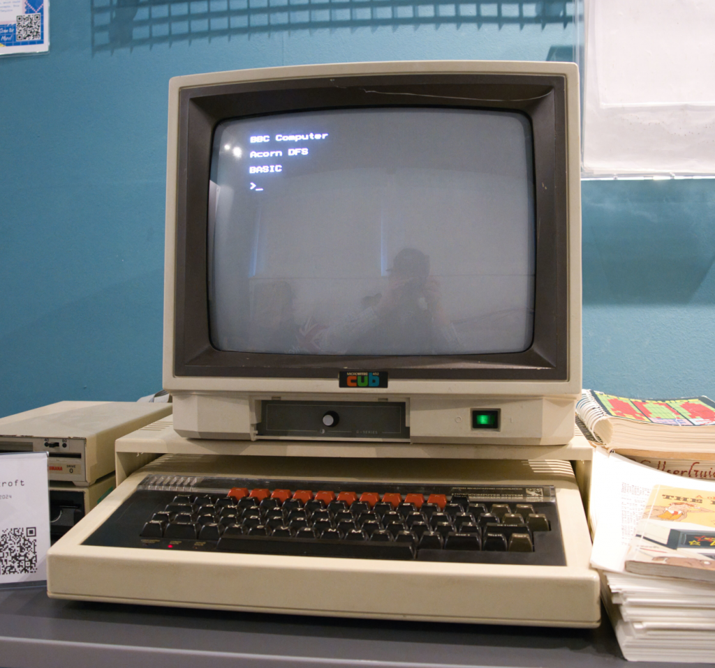 BBC Micro computer displaying a BASIC prompt.